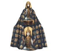 WHJSHOP Capa con capucha para adultos con imagen de la estatua de Dios, sin cremallera, cómoda y duradera para juegos de rol