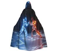 WHJSHOP Capa con capucha para adultos con patrón de boxeo de hielo y fuego para Halloween, juegos de rol y fiestas de disfraces