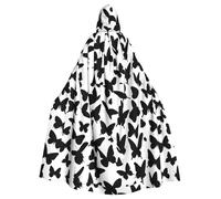 WHJSHOP Capa con capucha para adultos con patrón de mariposa negra, sin cremallera, cómoda y duradera para juegos de rol