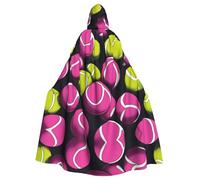 WHJSHOP Capa con capucha para adultos con patrón de pelotas de tenis rosa brillante para Halloween, juegos de rol y fiestas de disfraces