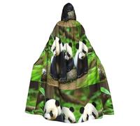 WHJSHOP Capa con capucha para adultos de Panda Cubs In The Forest para Halloween, ropa para hombre y mujer, juego de rol