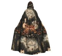 WHJSHOP Capa con capucha para adultos, diseño de gatitos que van de excursión, para Halloween, juegos de rol y fiestas de disfraces