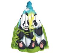 WHJSHOP Capa grande con capucha para adultos con estampado de dos pandas felices para Halloween, con pajarita, sin cremallera