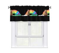 WHJSHOP Capybara Sitting on The Rainbow Bridge - Cortinas cortas con cenefa de 137 x 45 cm, cenefa de cortina, cocina, baño, lavandería, estudio, decoración del hogar