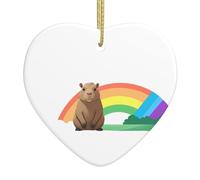 WHJSHOP Capybara Sitting on The Rainbow Bridge Pattern Christmas Ceramic Love Pendant Decoration Interior Decoration Festival Gift