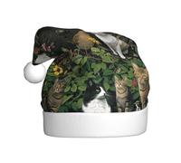 WHJSHOP Cat By Flower Tank Pattern - Sombreros de Navidad de felpa para hombres y mujeres, gorras de fiesta de Año Nuevo para adultos