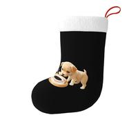 Whjshop Coffee Puppy Enjoying Life - Calcetines decorativos de Navidad para árboles de Navidad, mesas de comedor