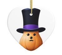 WHJSHOP Colgante de cerámica con diseño de calabaza pequeña con sombrero de copa impreso, decoración de interiores, regalo para festivales