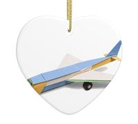 WHJSHOP - Colgante de cerámica para árbol de Navidad, 6,8 x 7,6 cm, diseño de aviones de origami con cuerda de alambre dorada para colgar fácilmente