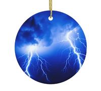 WHJSHOP Colgante redondo de cerámica con diseño de árbol de Navidad con diseño de tormenta, 7,4 cm, exquisita porcelana blanca, fácil suspensión