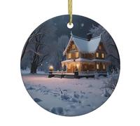 WHJSHOP Colgante redondo de cerámica con imagen de cuento de hadas de invierno, diseño de árbol de Navidad, diseñado específicamente para las vacaciones