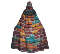 WHJSHOP Colorido cuadro de pared de ladrillo para Halloween, capa con capucha para adultos, sin cremallera, cómoda y duradera para juegos de rol