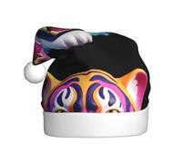 WHJSHOP Colorido patrón de cabeza de tigre para hombres y mujeres, sombreros de Navidad de felpa para adultos y Año Nuevo