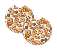 Whjshop Cookies Food Chocolate Chip Galletas Impresiones Interior del Coche Soporte Pad 2 piezas Impermeable y Rápido para coches, camiones, SUV y barcos