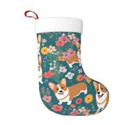 WHJSHOP Corgi - Calcetines decorativos de Navidad con diseño de flores florales para decoración de Halloween, Navidad y Año Nuevo