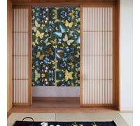 WHJSHOP Cortina con estampado de mariposas coloridas de hojas verdes, dos piezas empalmadas, cortinas de tela de 34 x 56 pulgadas, separadores de habitación, tela suave y no se arruga fácilmente