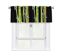 WHJSHOP Cortina con estampado de mariposas en el bosque de bambú con poste corto, 137 x 45 cm para mejorar ventanas de cocina, baños, lavanderías y estudios