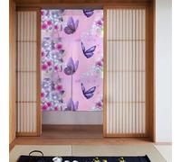 WHJSHOP Cortina con estampado de mariposas moradas, dos piezas empalmadas de 34 x 56 pulgadas, cortinas de tela divisoras de habitación, suave y no se arruga fácilmente