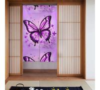WHJSHOP Cortina con estampado de mariposas moradas, dos piezas empalmadas de 34 x 56 pulgadas, cortinas de tela divisoras de habitación, suave y no se arruga fácilmente
