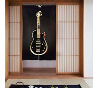 WHJSHOP Cortina de puerta con imagen de guitarra negra, protección de privacidad, adecuada para cocina, baño, habitación, 86 x 142 cm