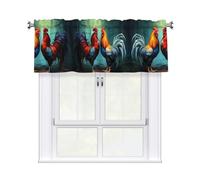 WHJSHOP Cortinas cortas con estampado de pollos de gallo con cenefa de 54 x 18 pulgadas, filtro de luz, fácil instalación para cocina, baño, lavandería, estudio