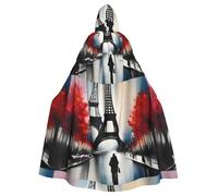 WHJSHOP Cuadro de la Torre Eiffel de la calle París para Halloween, capa con capucha para adultos, sin cremallera, cómoda y duradera para juegos de rol