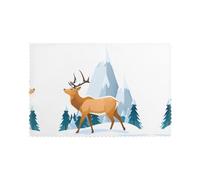 WHJSHOP Deer in The Snowy Mountains - Juego de 6 manteles individuales a prueba de aceite para el hogar, aislantes del calor y duraderos, 12 x 18 pulgadas