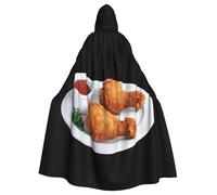 WHJSHOP Deliciosa capa con capucha con patrón de patas de pollo fritas para adultos es una capa súper grande, cómoda y duradera