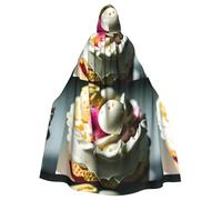 WHJSHOP Delicioso patrón de helado de Halloween con capucha para adultos, sin cremallera, cómoda y duradera para juegos de rol