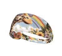 WHJSHOP Diadema deportiva con estampado de jirafa Under The Rainbow para mujer, a prueba de sudor, banda elástica de verano