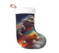 WHJSHOP Dinosaurs on The Rockets - Calcetines decorativos de Navidad para decorar durante Halloween, Navidad y Año Nuevo