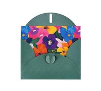 WHJSHOP Flower Collection - Tarjeta de felicitación con impresión de papel nacarado de alta calidad, efecto perla de doble cara, sobre de papel perlado con hebilla de amor