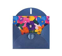 WHJSHOP Flower Collection - Tarjeta de felicitación con impresión de papel nacarado de alta calidad, efecto perla de doble cara, sobre de papel perlado con hebilla de amor