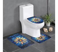 WHJSHOP Flowers Among The Stars Prints - Juego de alfombrillas de baño de tres piezas, antideslizantes, de secado rápido