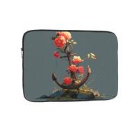 WHJSHOP Flowers on The Ship's Anchor Pattern - Funda para portátil a prueba de golpes para hombres y mujeres, viajes de negocios, escuela y oficina