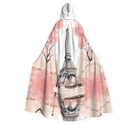 WHJSHOP French Paris Tour - Capa grande con capucha para adultos, diseño de la Torre Eiffel, con pajarita, sin cremallera
