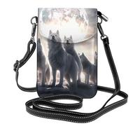 WHJSHOP Full-Moon Wolves - Bolso bandolera de piel para mujer, diseño de lobos en 3D, impermeable y duradero