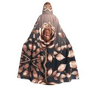 WHJSHOP Golden Rose - Capa con capucha para adultos con estampado de rosas doradas, con pajarita, sin cremallera