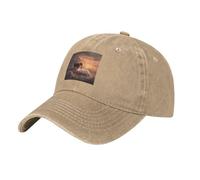 WHJSHOP Gorra de béisbol de mezclilla lavada clásica negra con estampado de elefante en una nube, gorra de algodón ajustable para hombres y mujeres