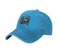 WHJSHOP Gorra de béisbol de mezclilla lavada clásica negra con estampado de tiburones bajo el mar, gorra de algodón ajustable para hombres y mujeres