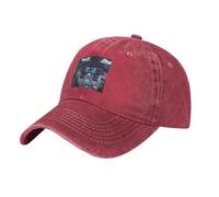 WHJSHOP Gorra de béisbol de mezclilla lavada negra con correa ajustable estampada Cabin of the Future, algodón clásico para hombres y mujeres, rosso, Talla única
