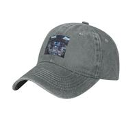 WHJSHOP Gorra de béisbol de mezclilla lavada negra con correa ajustable estampada Cabin of the Future, algodón clásico para hombres y mujeres, gris, Talla única