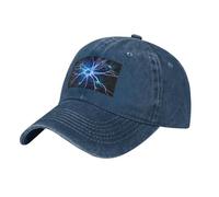 WHJSHOP Gorra de béisbol de mezclilla lavada negra con extensiones de neuronas, gorra ajustable para hombres y mujeres, Azul marino, talla única