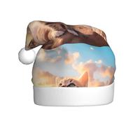 WHJSHOP Gorras de Navidad de felpa con diseño de gato buscando el cielo para hombres y mujeres, gorras de fiesta de Año Nuevo para adultos