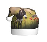 WHJSHOP Gorro de Navidad de felpa para hombre y mujer, diseño de burro y flores, gorras de fiesta de Año Nuevo para adultos