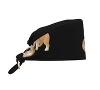 WHJSHOP Gorro de trabajo transpirable con diseño de cachorro de café disfrutando de la vida para chef, enfermería, spa, cuidado facial, fitness