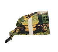 WHJSHOP Gorro de trabajo transpirable con estampado de granja para chef, enfermería, spa, cuidado facial, fitness, color negro