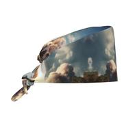 WHJSHOP Gorro de trabajo transpirable Kennedy Space Center Rocket Launch para chef, enfermería, spa, cuidado facial, fitness, color negro