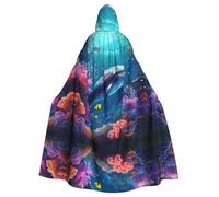 WHJSHOP Hermosa capa con capucha de delfines del mundo submarino con imagen de coral para adultos, para Halloween, disfraces de juegos de rol y fiestas temáticas