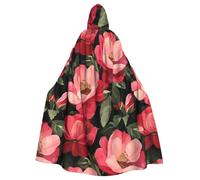 WHJSHOP Hermosa capa con capucha para adultos con estampado de camelia, sin cremallera, cómoda y duradera para juegos de rol